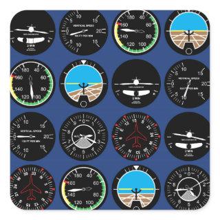 Flight Instruments Square Sticker