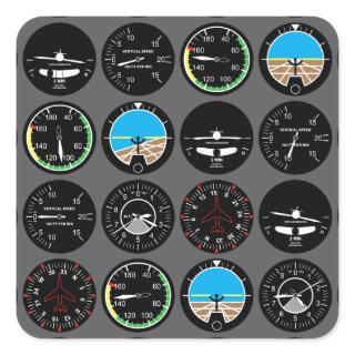 Flight Instruments Square Sticker