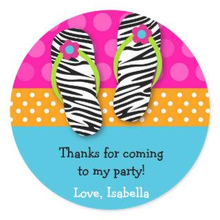 Flip Flop Birthday Party Favor Stickers Labels Kid