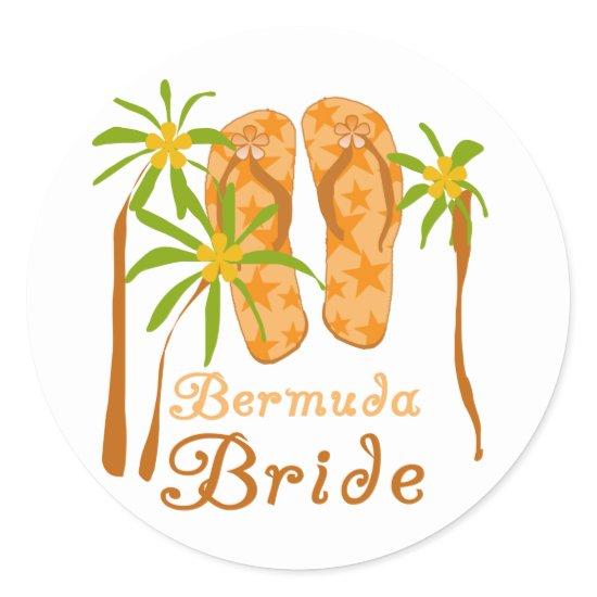 Flip Flops Bermuda Bride Classic Round Sticker