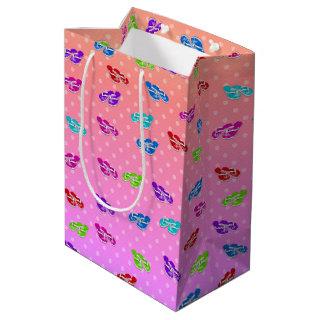 Flip-flops on Rainbow Polka Dot  Medium Gift Bag