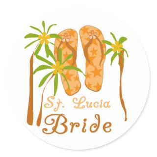 Flip Flops St. Lucia Bride Classic Round Sticker