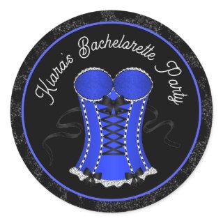 Flirty Blue Corset Classic Round Sticker