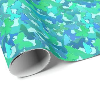 Flock of Butterflies,Turquoise, Aqua and Sky Blue