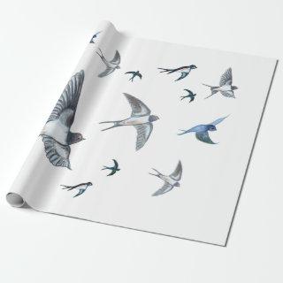 Flock Of Flying Swallow Birds Illustration