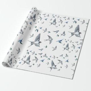 Flock Of Flying Swallow Birds Illustration