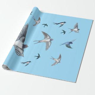 Flock Of Flying Swallow Birds Illustration