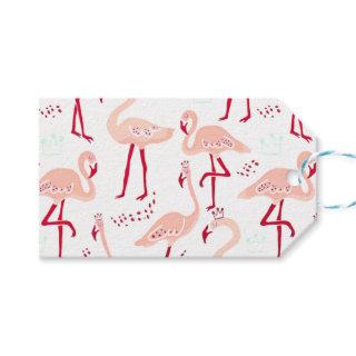 Flock of Royal Pink Flamingos Gift Tags