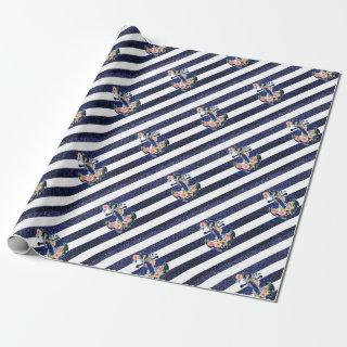 Floral anchor on striped background
