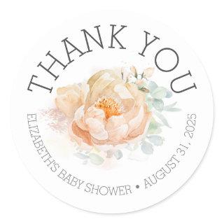 Floral Baby Shower Thank You Classic Round Sticker