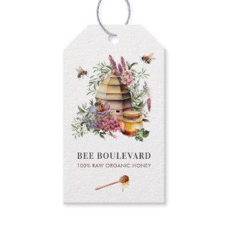 Floral Bee Hive Watercolor Beekeeper Qr code  Gift Tags