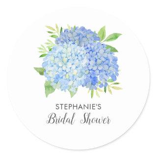 Floral Blue Hydrangea Bouquet Bridal Shower  Classic Round Sticker