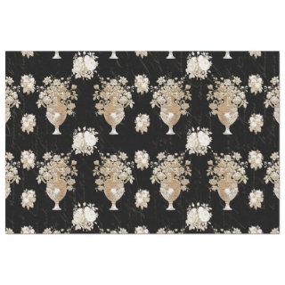 Floral Bouquet Vintage Black Gold Script Decoupage Tissue Paper