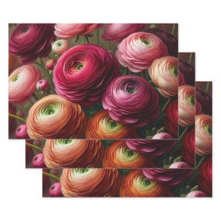 Floral Burgundy Ranunculus Decoupage  Sheets