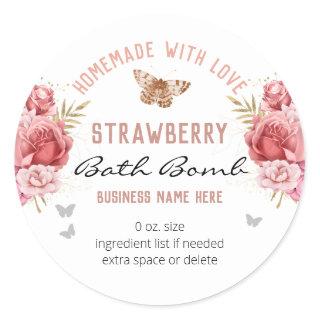 Floral Butterflies Custom Business Bath Bomb Classic Round Sticker