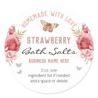 Floral Butterflies Custom Business Bath Salts Classic Round Sticker