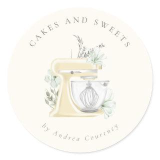 Floral Chic Bakery Pastry Chef Cake Mixer Classic Round Sticker
