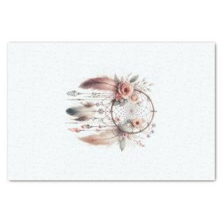 Floral Crystal Feather Dreamcatcher Boho Tissue Paper