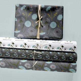Floral Dandelions Blue Decoupage Gift  Sheets