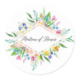 Floral Diamond Matron of Honor Sticker