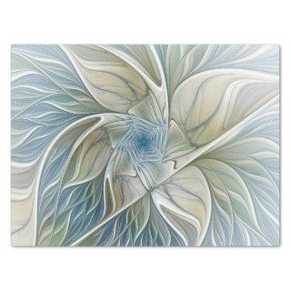Floral Dream Pattern Abstract Blue Khaki Fractal Tissue Paper