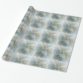 Floral Dream Pattern Abstract Blue Khaki Fractal