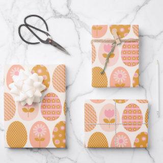 Floral Easter Egg Pattern in Boho Pink Yellow Gold  Sheets