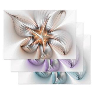 Floral Elegance Modern Abstract 3D Fractal Flower  Sheets