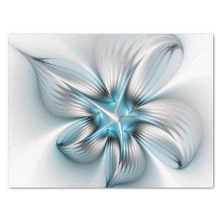 Floral Elegance Modern Abstract Blue Fractal Art Tissue Paper
