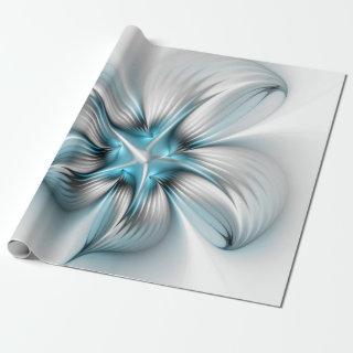 Floral Elegance Modern Abstract Blue Fractal Art