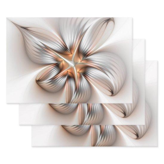 Floral Elegance Modern Abstract Fractal Art  Sheets