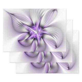 Floral Elegance Modern Abstract Violet Fractal Art  Sheets