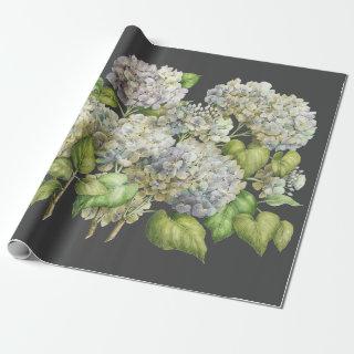 Floral Elegant Blue Hydrangea Black Decoupage