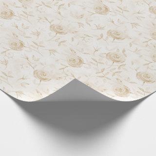 Floral Elegant Rose Beige White Pattern