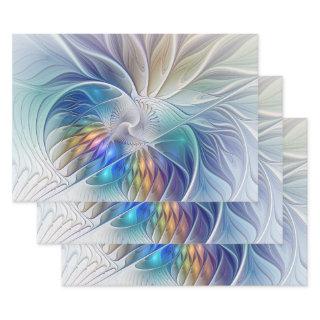 Floral Fantasy, Colorful Abstract Fractal Flower  Sheets