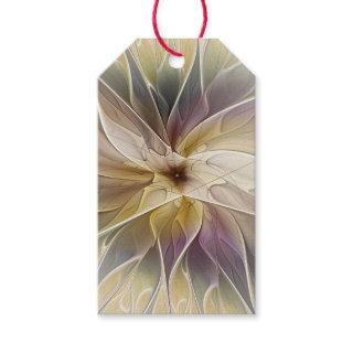 Floral Fantasy Gold Aubergine Abstract Fractal Art Gift Tags