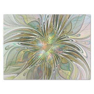 Floral Fantasy Modern Fractal Art Flower With Gold Tissue Paper