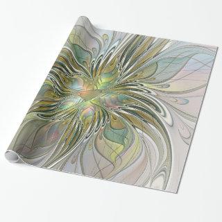 Floral Fantasy Modern Fractal Art Flower With Gold