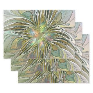 Floral Fantasy Modern Fractal Art Flower With Gold  Sheets
