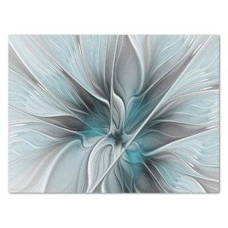 Floral Fractal Modern Abstract Flower Blue Gray Tissue Paper