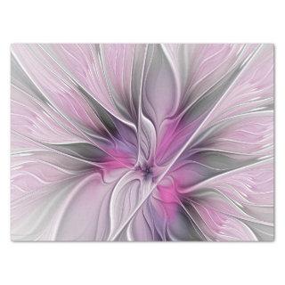 Floral Fractal Modern Abstract Flower Pink Gray Tissue Paper