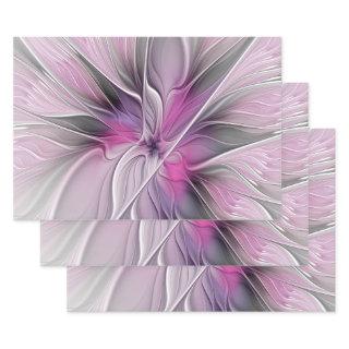 Floral Fractal Modern Abstract Flower Pink Gray  Sheets
