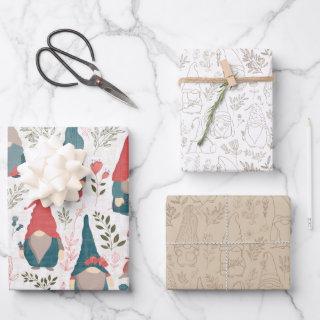 Floral Gnome 3 pack Gift Wrap