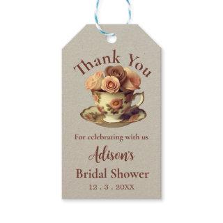 Floral Gold Vintage Tea Party Bridal Shower Gift Tags