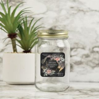 floral golden honey jar apiary square sticker