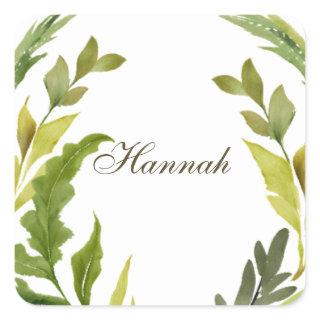 Floral Greenery Professional Trendy Minimalist Square Sticker