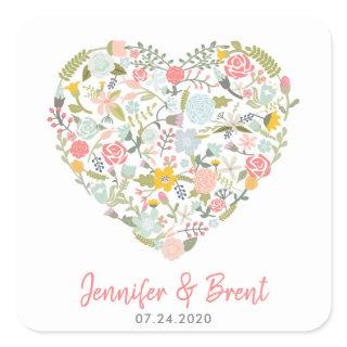 Floral Heart Wedding Stickers