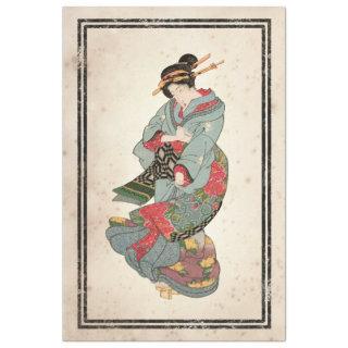 Floral Kimono Japanese Woman Vintage Decoupage Art Tissue Paper