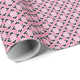 Floral kimono print, pink, black and white