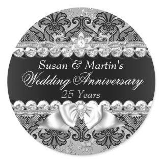 Floral & Lace 25th Wedding Anniversary Sticker